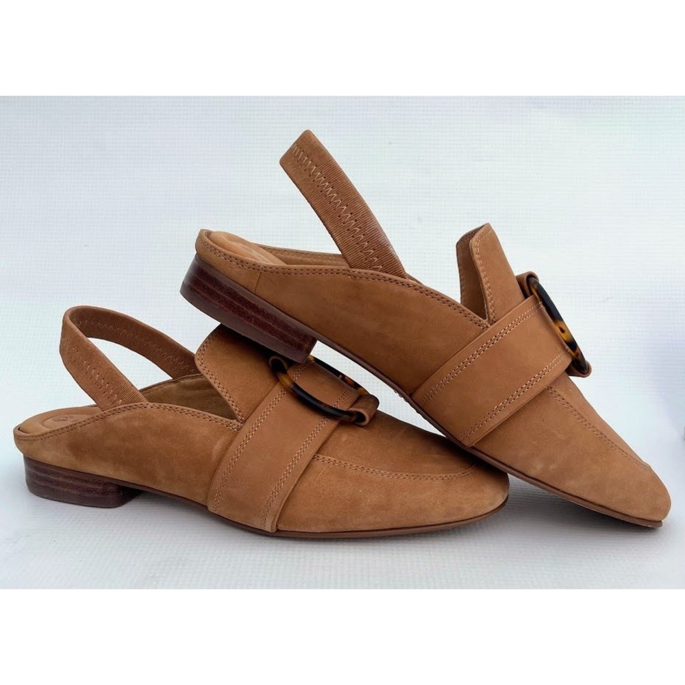 Corso Como CC-Endya Luggage Soft Nubuck Slingback Mules Tortoise Buckle 7.5M - Picture 3 of 12